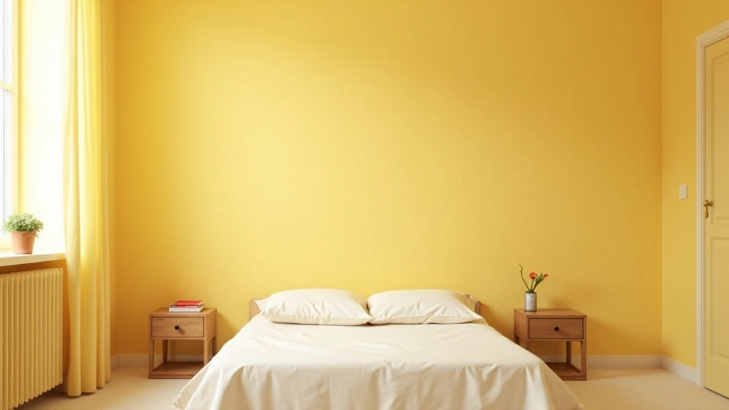 Stanza con mobili recuperati da mercatini, lampada vintage, parete gialla chiara, stile minimal