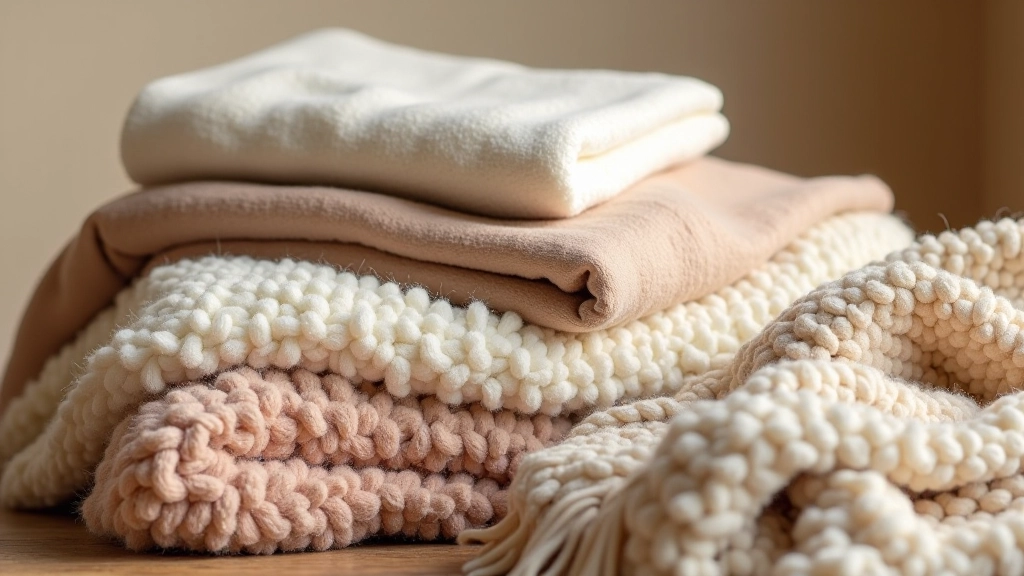 Tessuti per divano: plaid in lana, coperte in cotone, pile morbido, texture e trama visibile, luce naturale calda